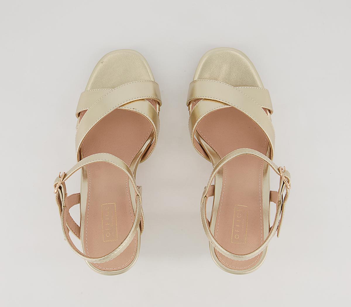 Office Hackham Platform Two Part Block Heeled Sandals Office Hackham Platform Two Part Block Heeled Sandals Gold
