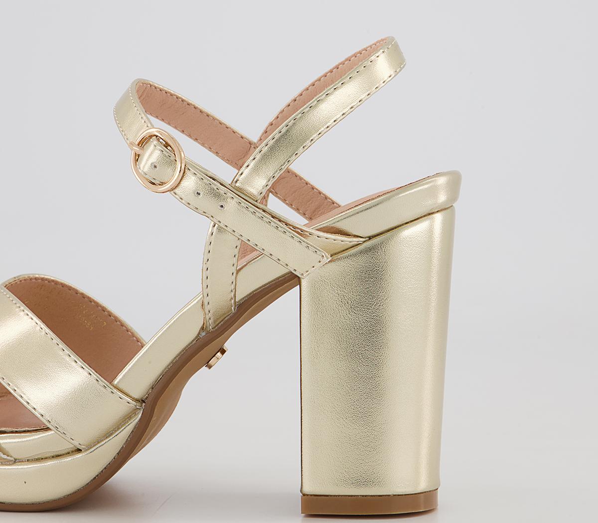 Office Hackham Platform Two Part Block Heeled Sandals Office Hackham Platform Two Part Block Heeled Sandals Gold