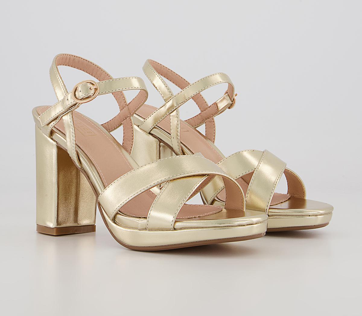 Office Hackham Platform Two Part Block Heeled Sandals Office Hackham Platform Two Part Block Heeled Sandals Gold