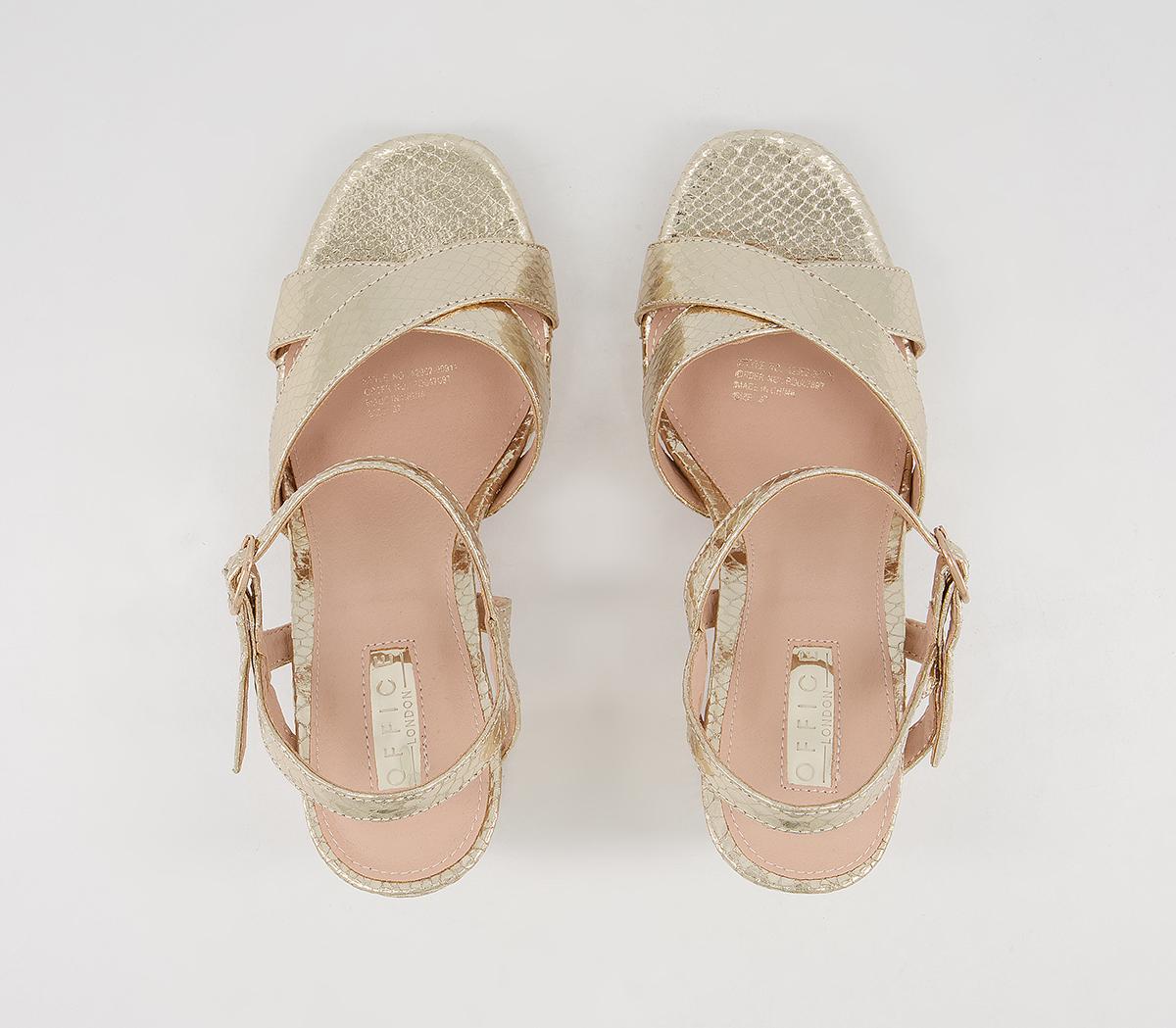 Office Hackham Platform Two Part Sandals Office Hackham Platform Two Part Sandals Gold Snake