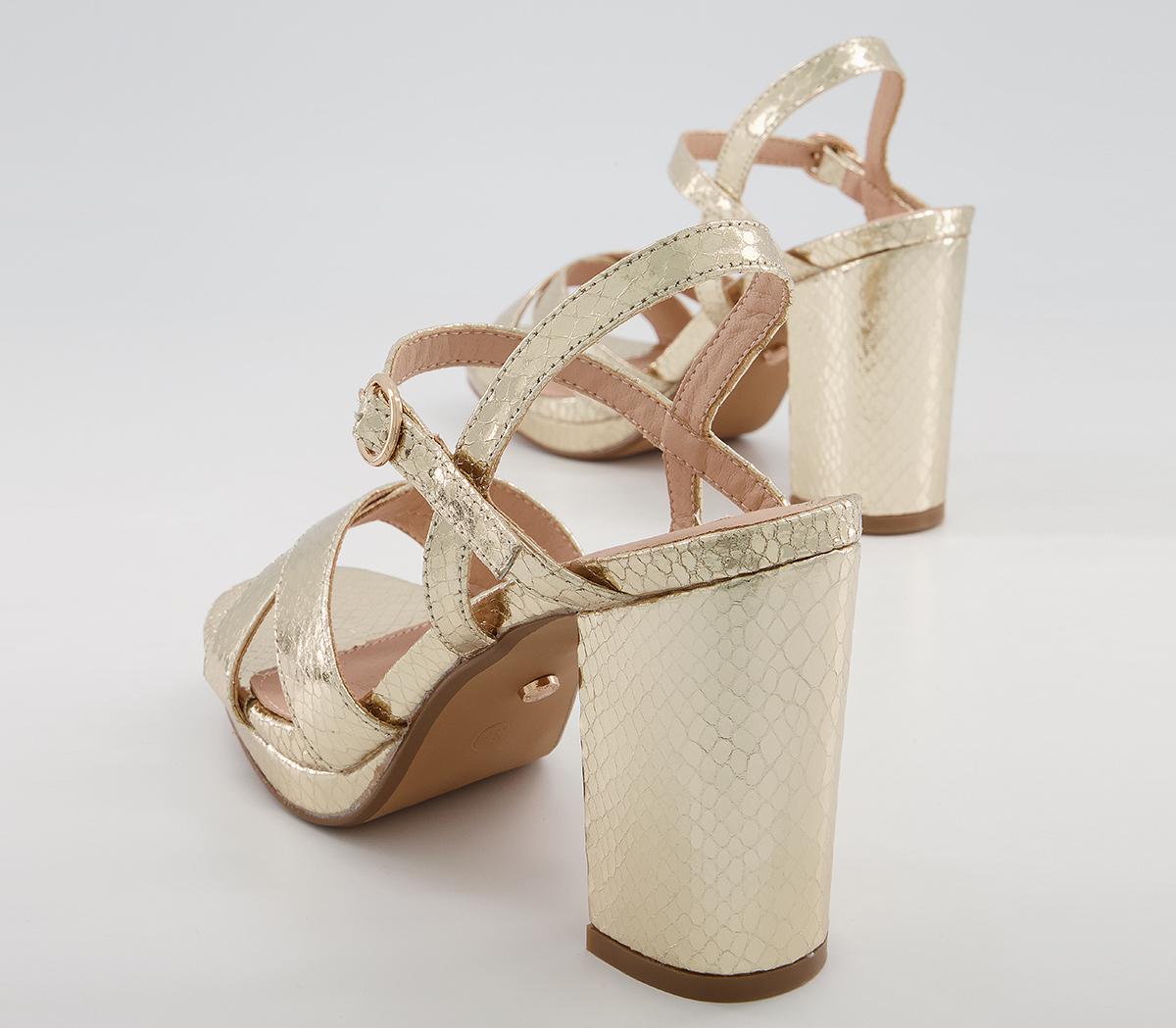 Office Hackham Platform Two Part Sandals Office Hackham Platform Two Part Sandals Gold Snake
