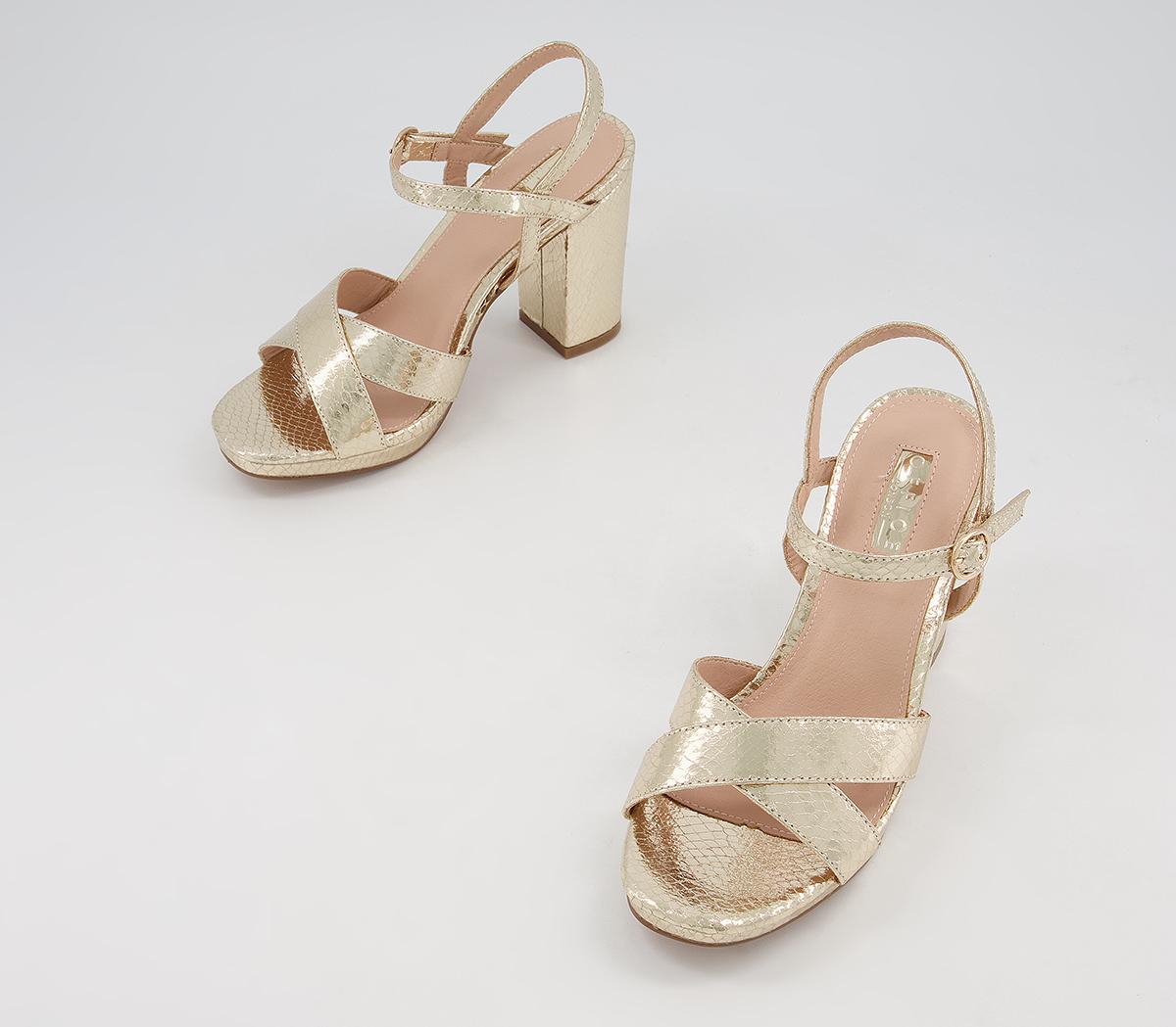 Office Hackham Platform Two Part Sandals Office Hackham Platform Two Part Sandals Gold Snake