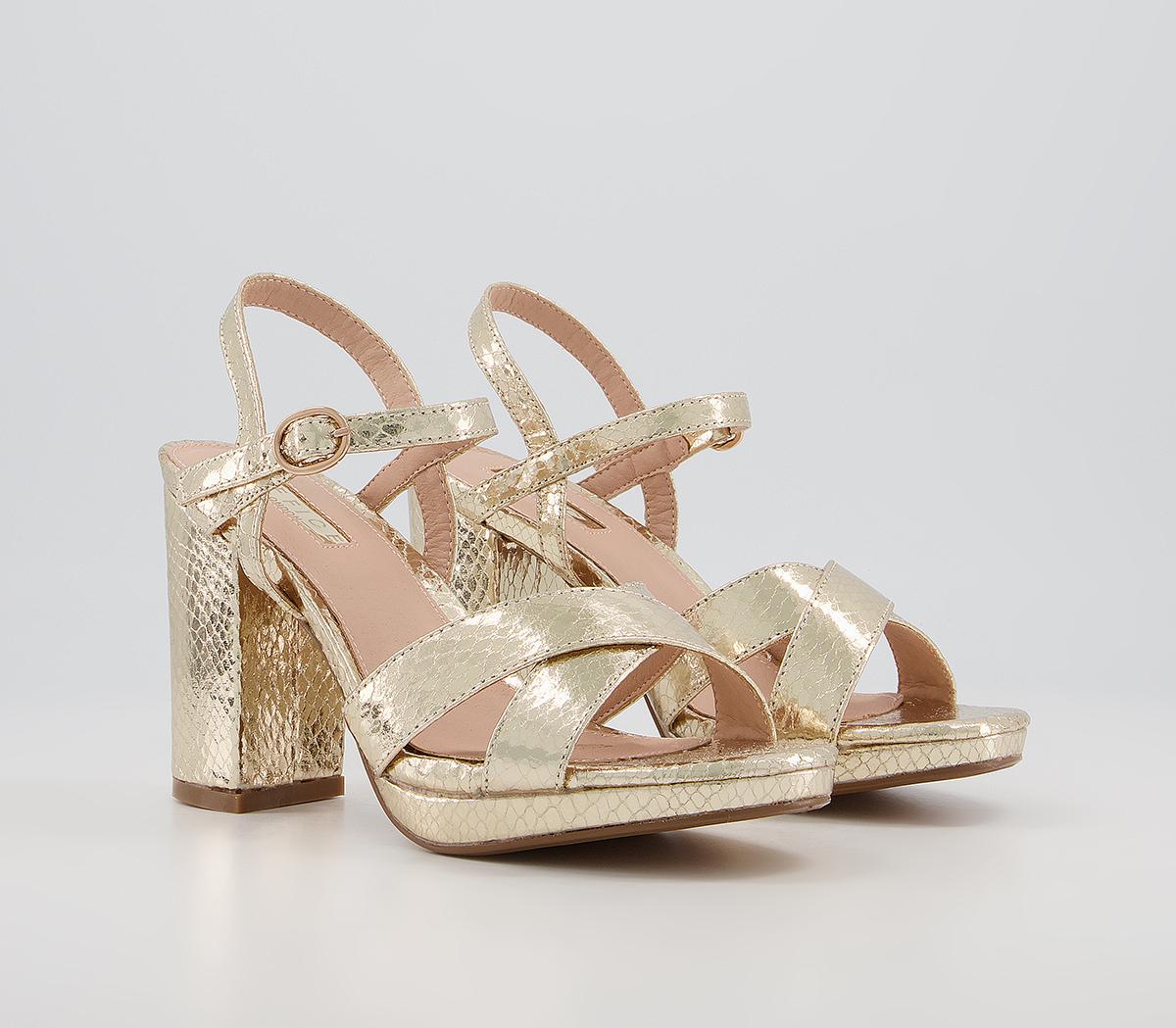 OFFICE Hackham Platform Two Part Sandals Gold Snake - High Heels