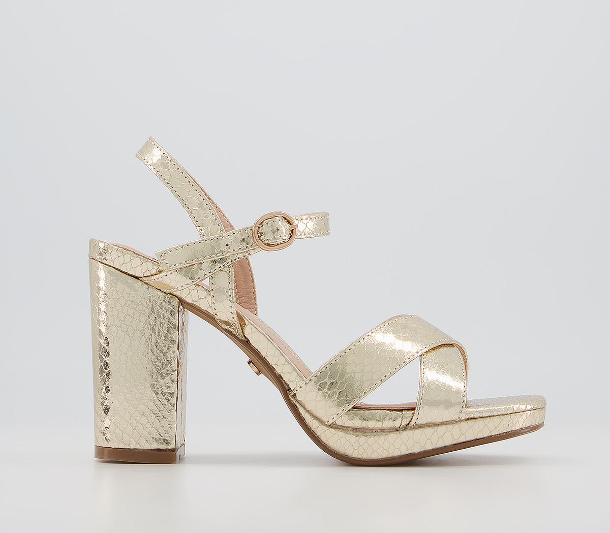 Office Hackham Platform Two Part Sandals Office Hackham Platform Two Part Sandals Gold Snake