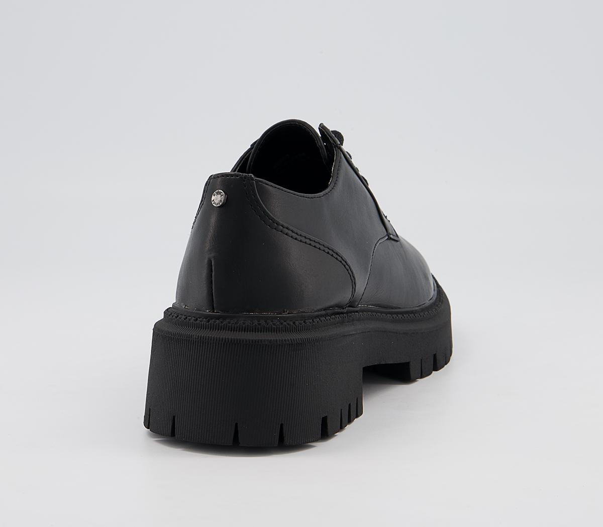 Office Functionally Chunky Lace Up Flats Office Functionally Chunky Lace Up Flats Black