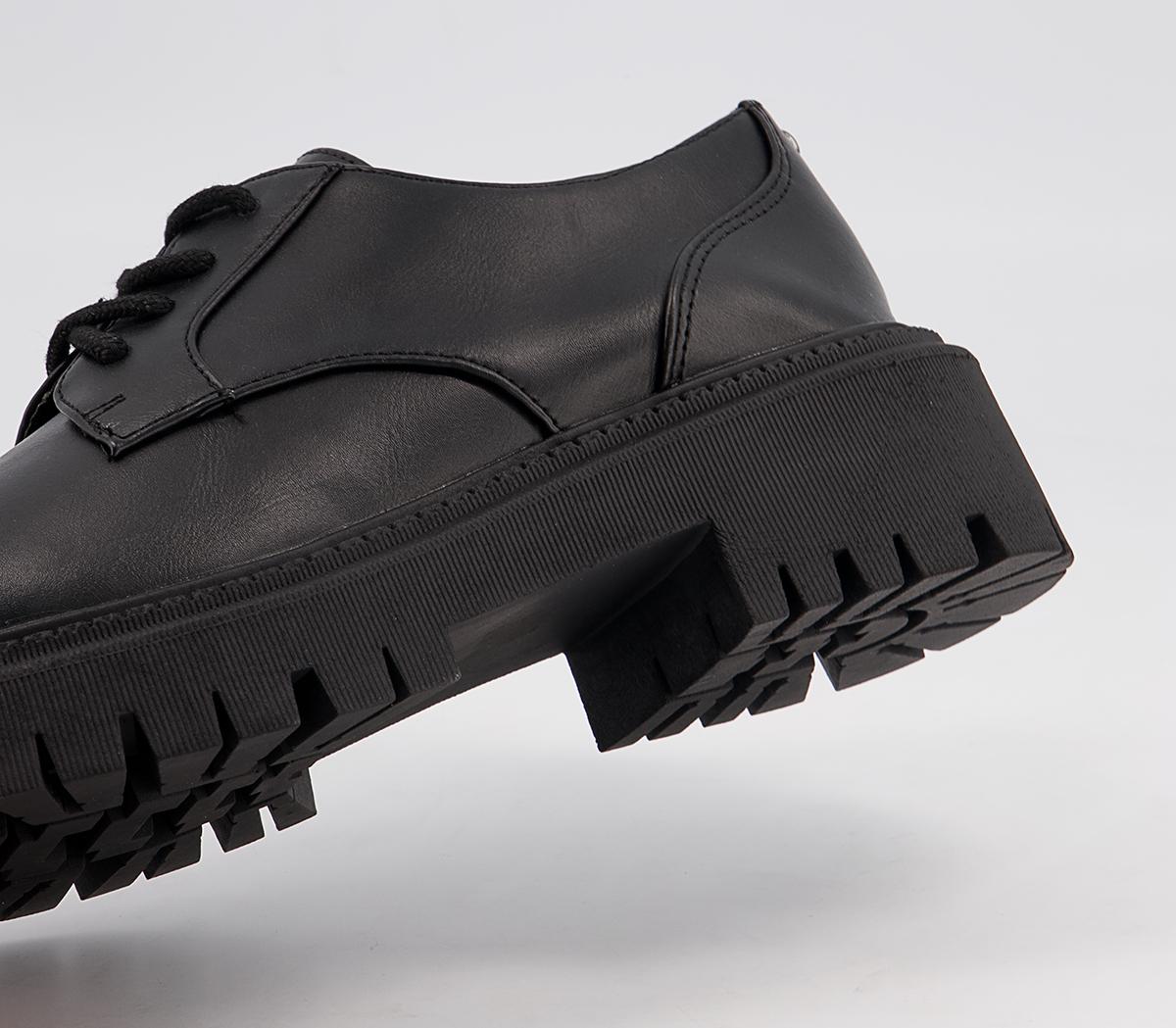 Office Functionally Chunky Lace Up Flats Office Functionally Chunky Lace Up Flats Black