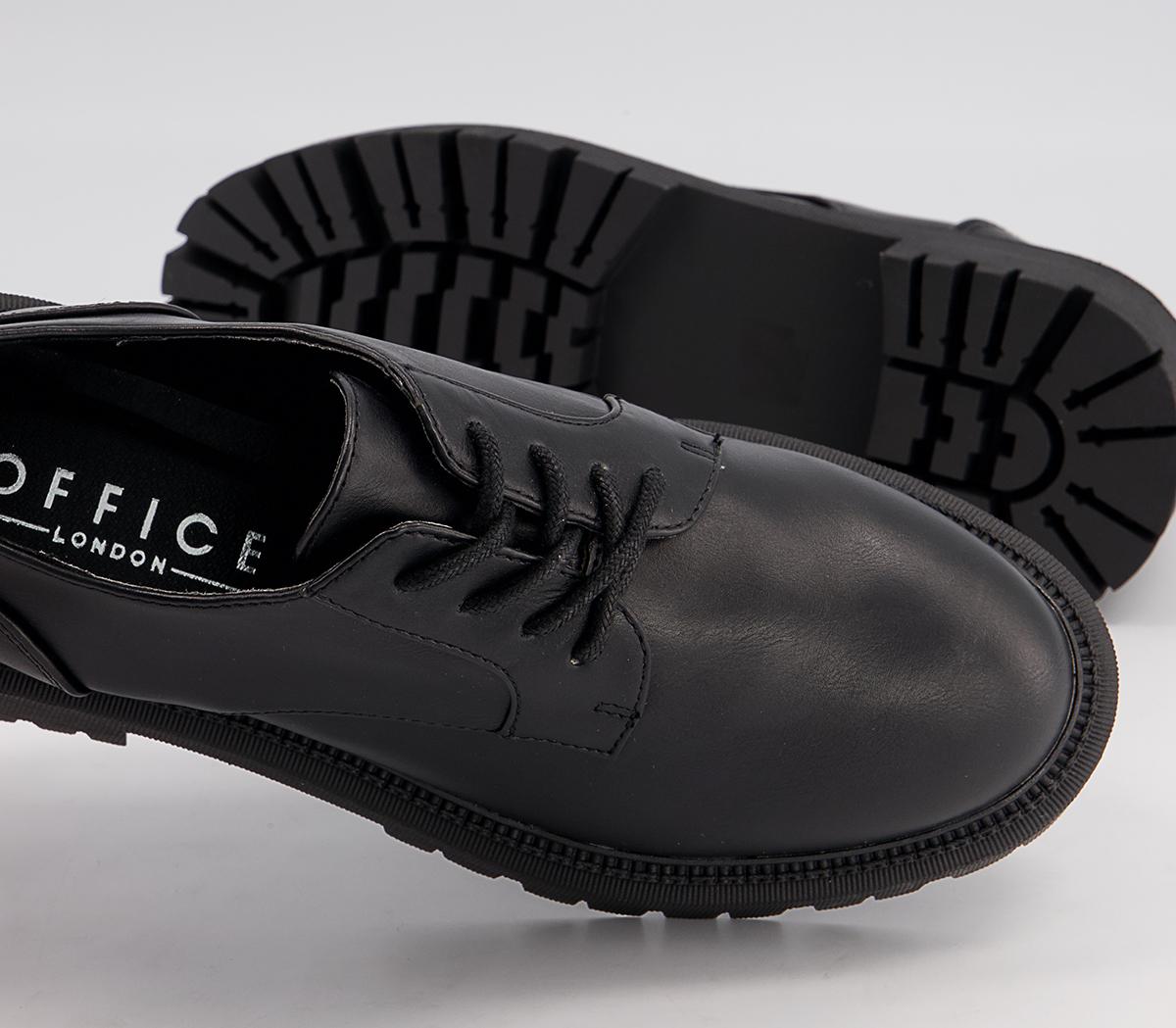 Office Functionally Chunky Lace Up Flats Office Functionally Chunky Lace Up Flats Black