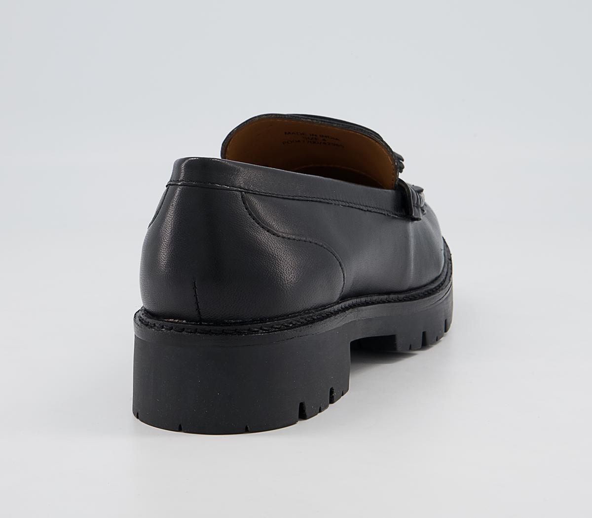 Office Following Fringe Tassel Loafers Office Following Fringe Tassel Loafers Black Leather
