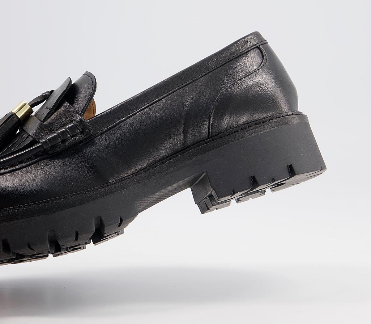 Office Following Fringe Tassel Loafers Office Following Fringe Tassel Loafers Black Leather