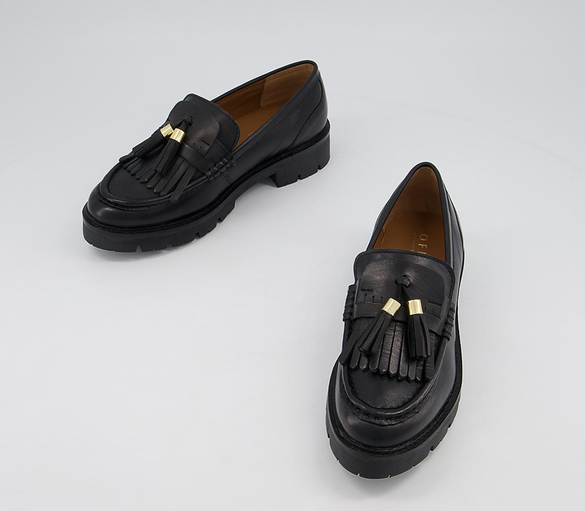 Office Following Fringe Tassel Loafers Office Following Fringe Tassel Loafers Black Leather