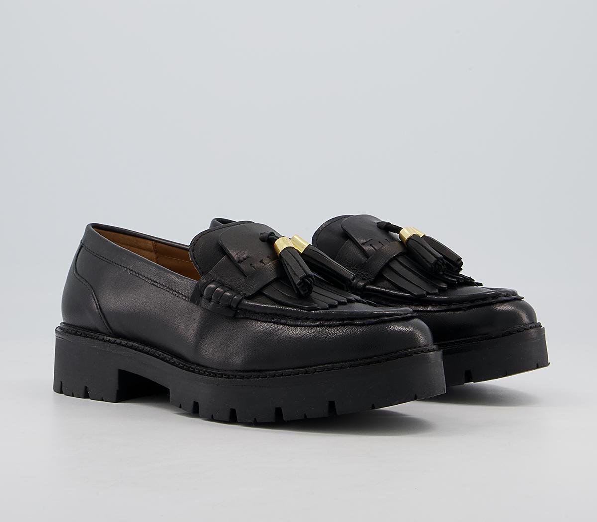 Office Following Fringe Tassel Loafers Office Following Fringe Tassel Loafers Black Leather