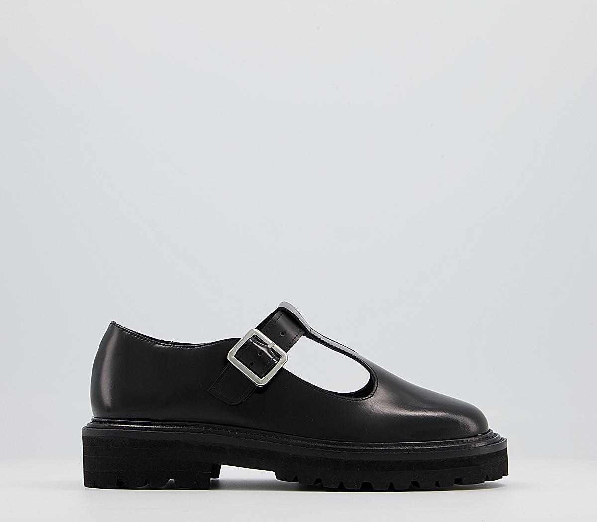 OFFICE Frequency Chunky T-Bar Shoes Black Box Leather OFFICE Girl