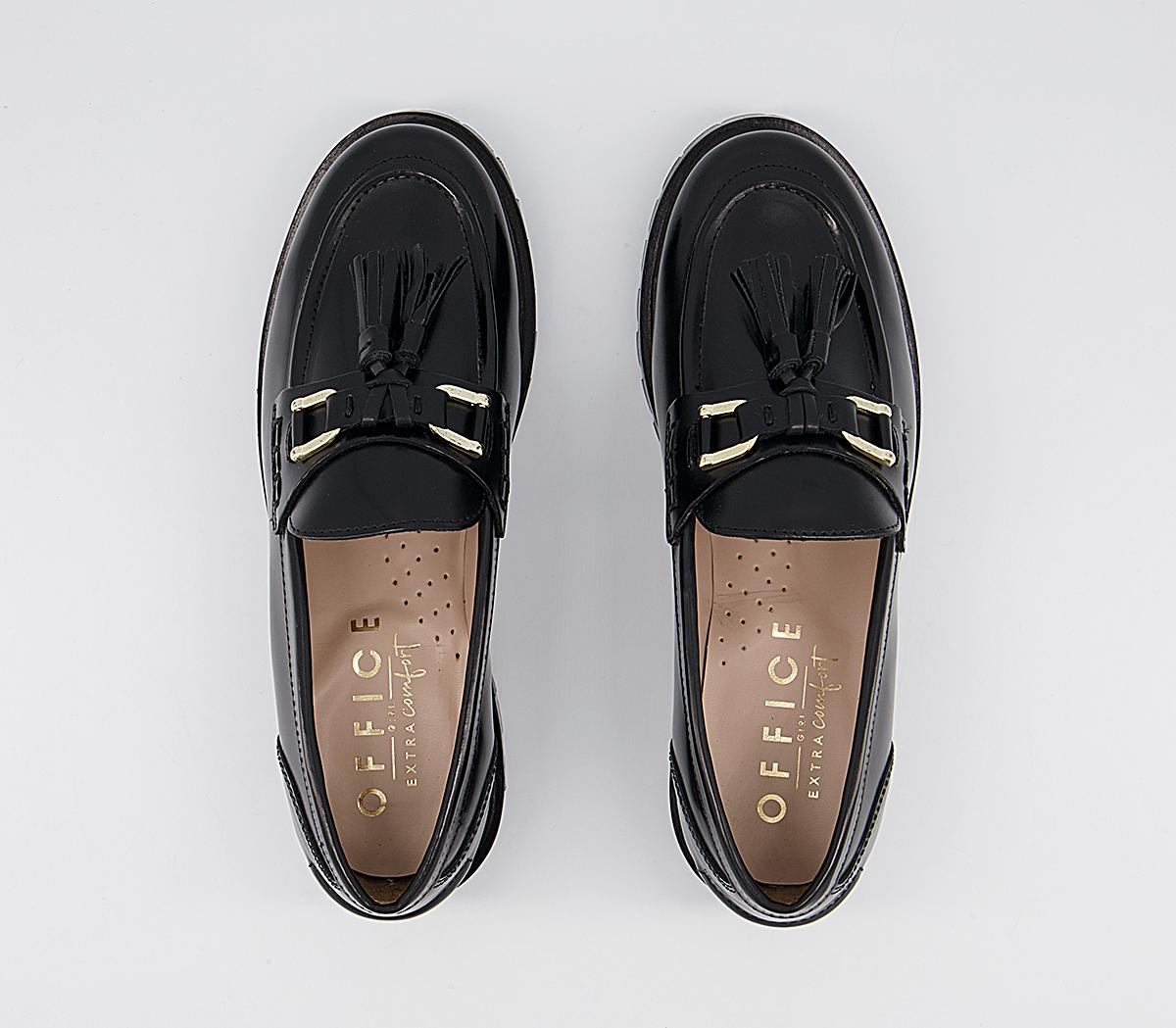 Office Fawn Chunky Tassel Loafers Office Fawn Chunky Tassel Loafers Black Box Leather