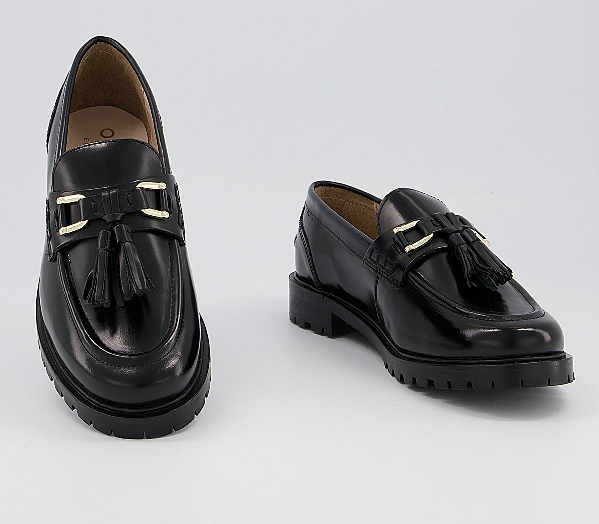 Office Fawn Chunky Tassel Loafers Office Fawn Chunky Tassel Loafers Black Box Leather