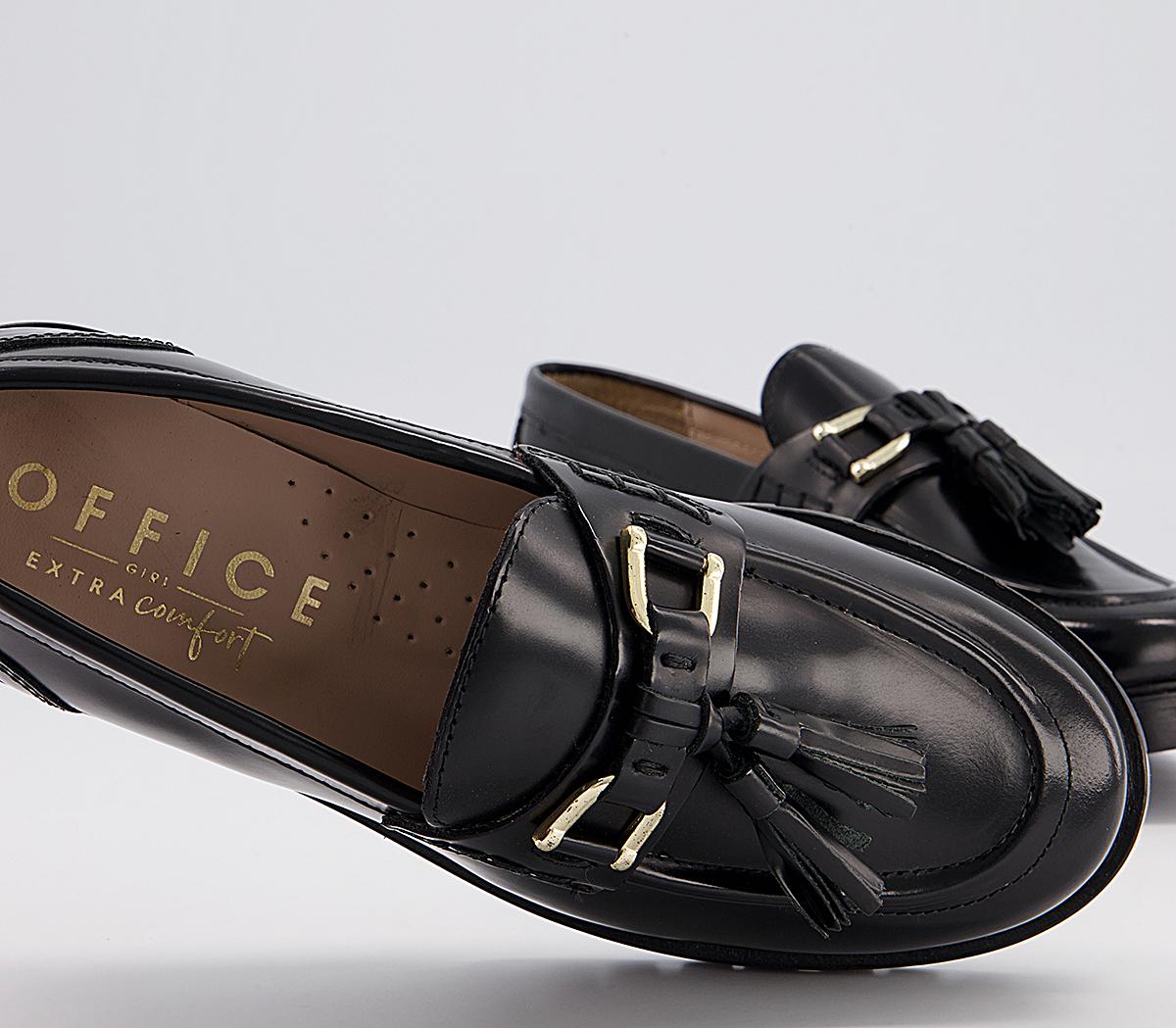 Office Fawn Chunky Tassel Loafers Office Fawn Chunky Tassel Loafers Black Box Leather