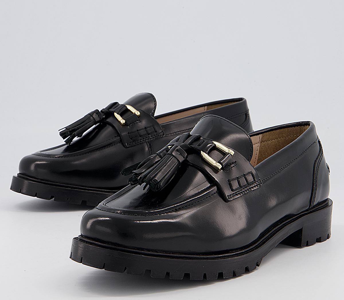 Office Fawn Chunky Tassel Loafers Office Fawn Chunky Tassel Loafers Black Box Leather