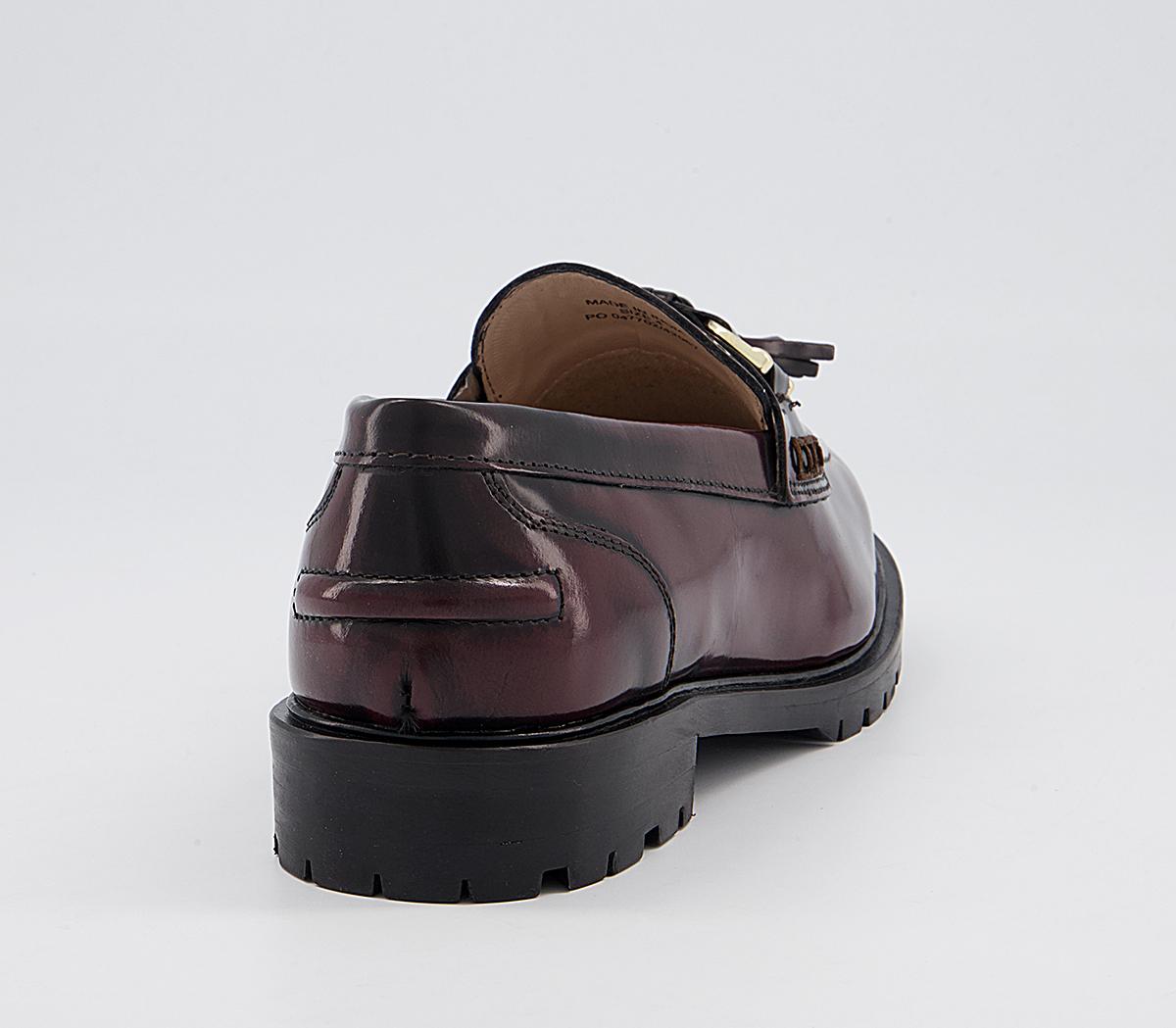 Office Fawn Chunky Tassel Loafers Office Fawn Chunky Tassel Loafers Dark Burgundy Box Leather