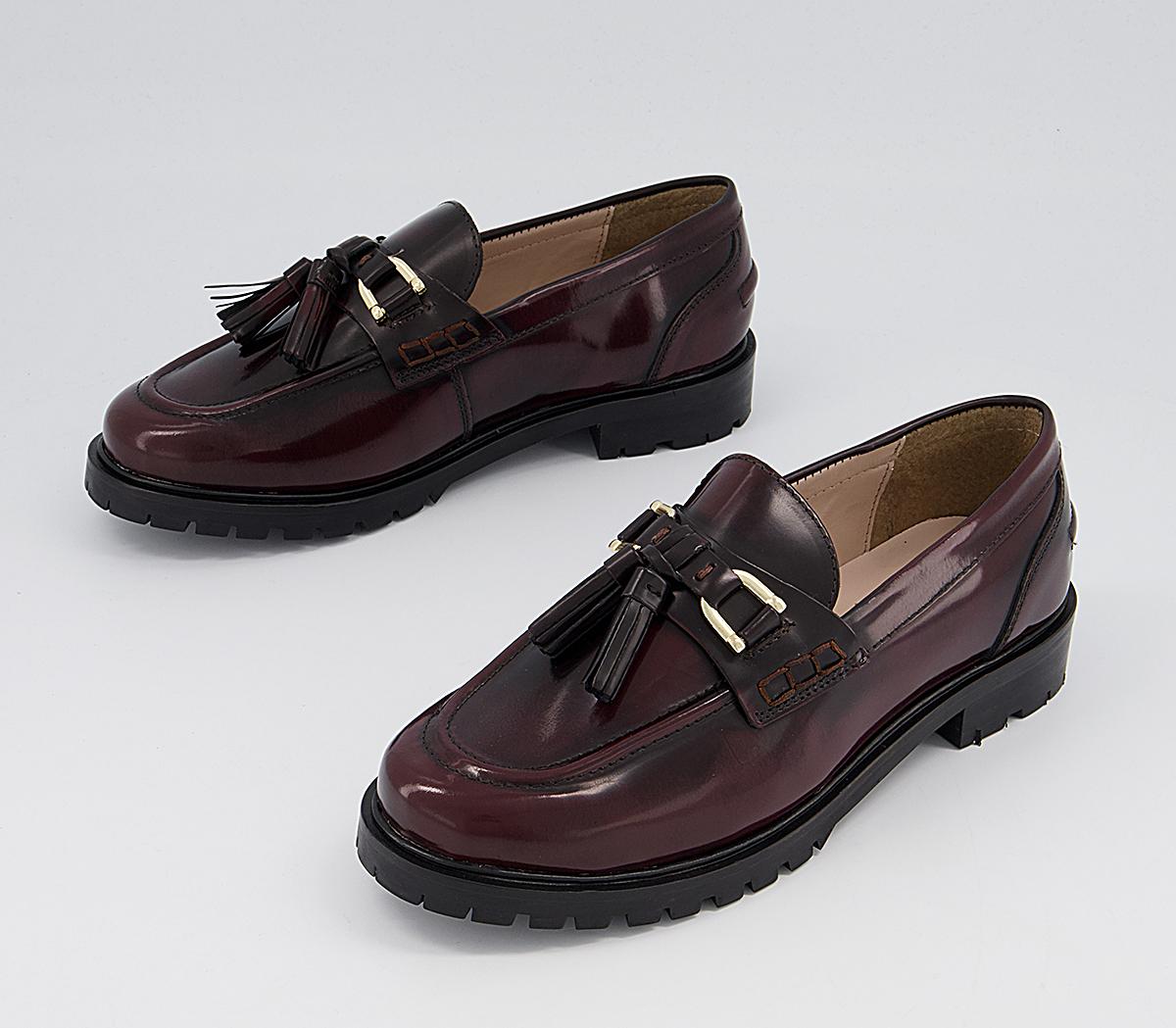 Office Fawn Chunky Tassel Loafers Office Fawn Chunky Tassel Loafers Dark Burgundy Box Leather
