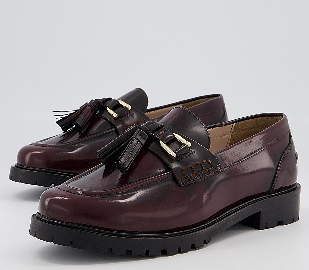 Office Fawn Chunky Tassel Loafers Office Fawn Chunky Tassel Loafers Dark Burgundy Box Leather
