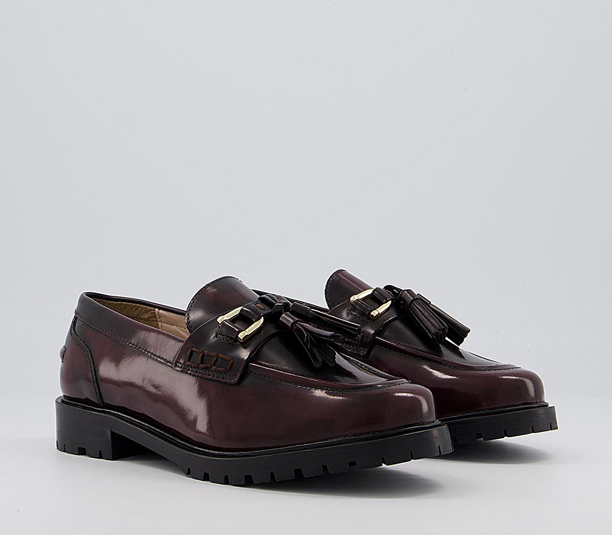 Office Fawn Chunky Tassel Loafers Office Fawn Chunky Tassel Loafers Dark Burgundy Box Leather