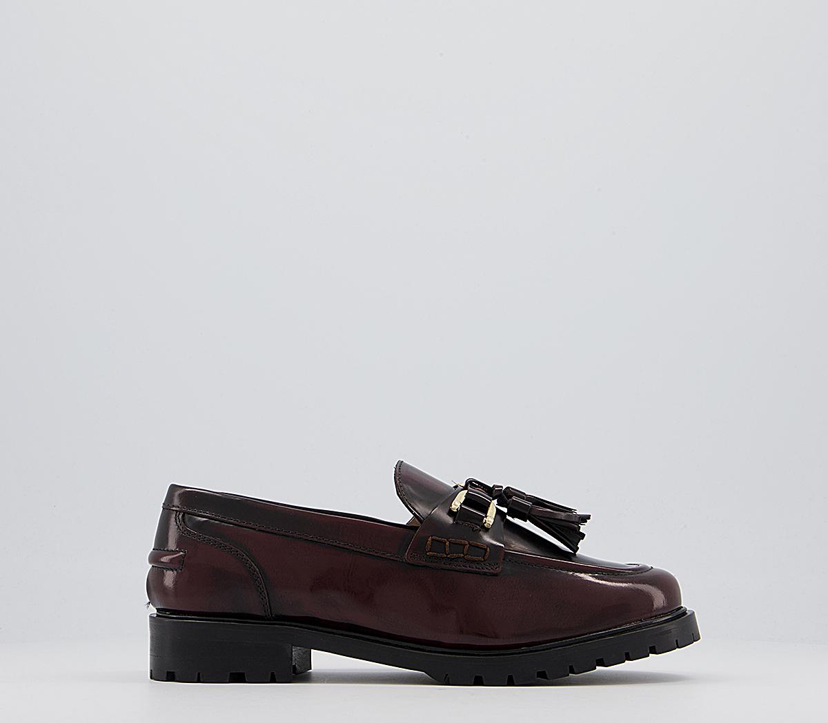 Office Fawn Chunky Tassel Loafers Office Fawn Chunky Tassel Loafers Dark Burgundy Box Leather