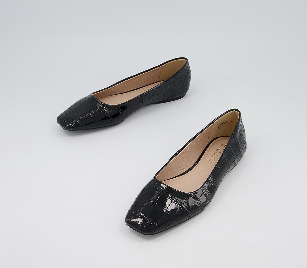 Office Framework Soft Square Toe Pumps Office Framework Soft Square Toe Pumps Black Patent Croc
