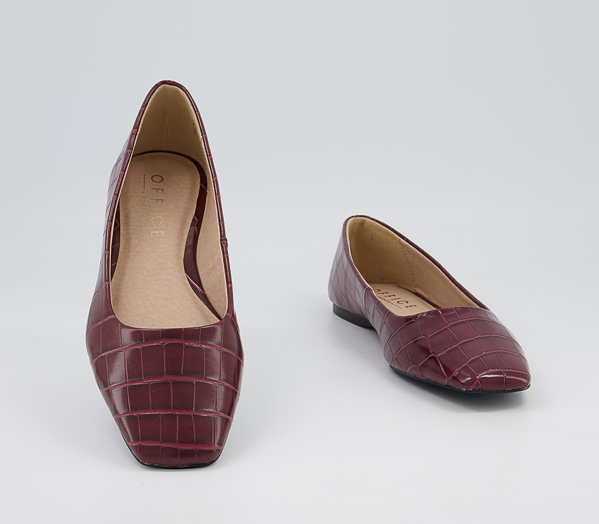 Office Framework Soft Square Toe Pumps Office Framework Soft Square Toe Pumps Burgundy Croc