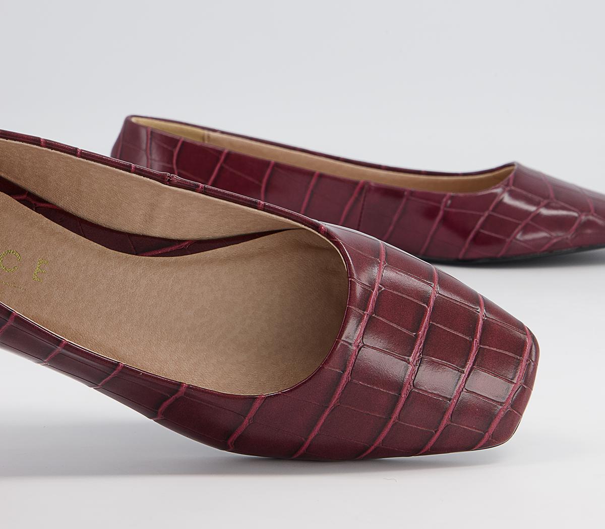 Office Framework Soft Square Toe Pumps Office Framework Soft Square Toe Pumps Burgundy Croc