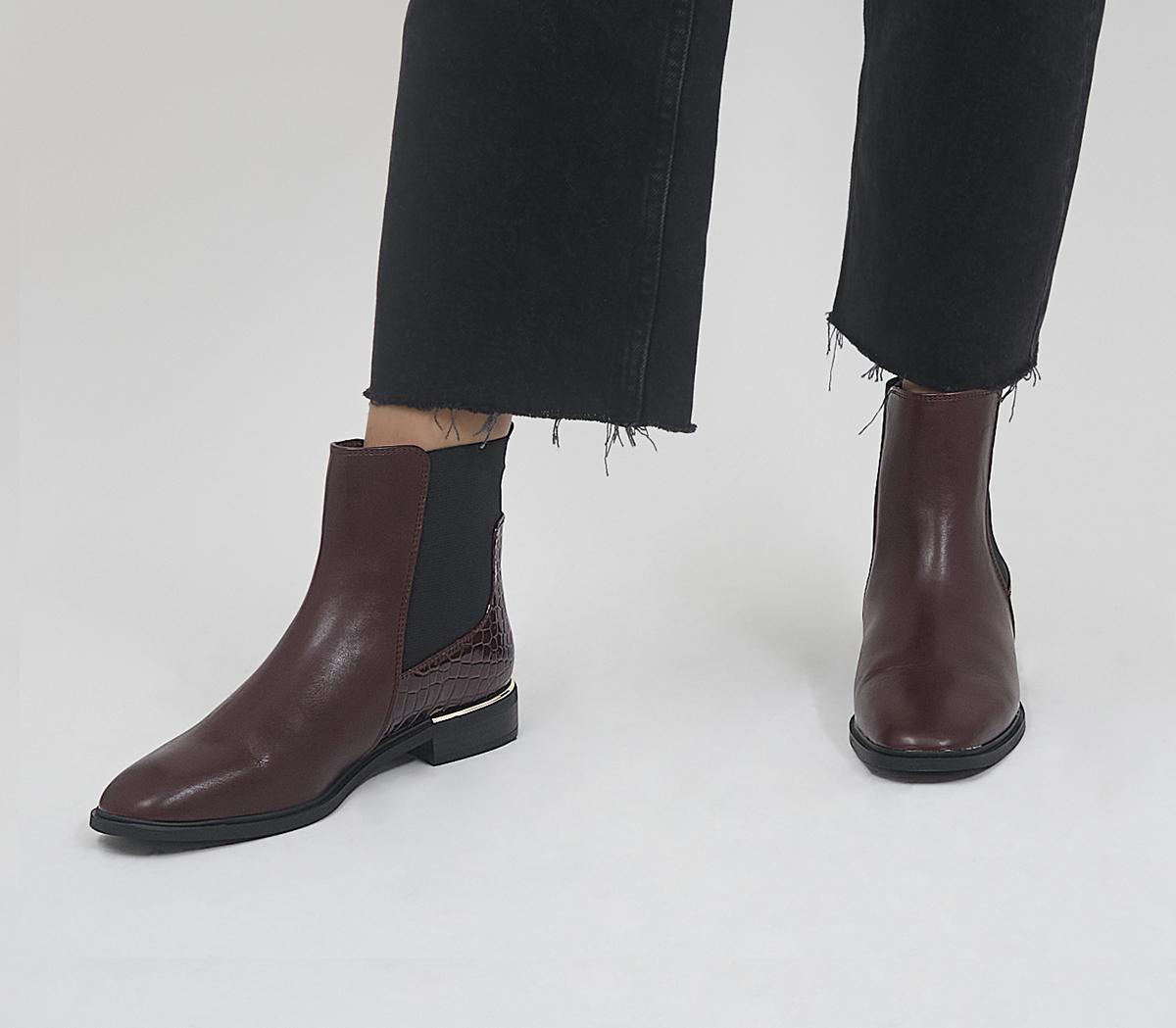 OFFICE Anya Metal Clip Chelsea Boots Oxblood - OFFICE Girl