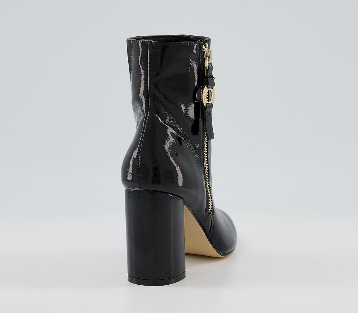 Office Amy High Branded Block Point Boots Office Amy High Branded Block Point Boots Black Patent