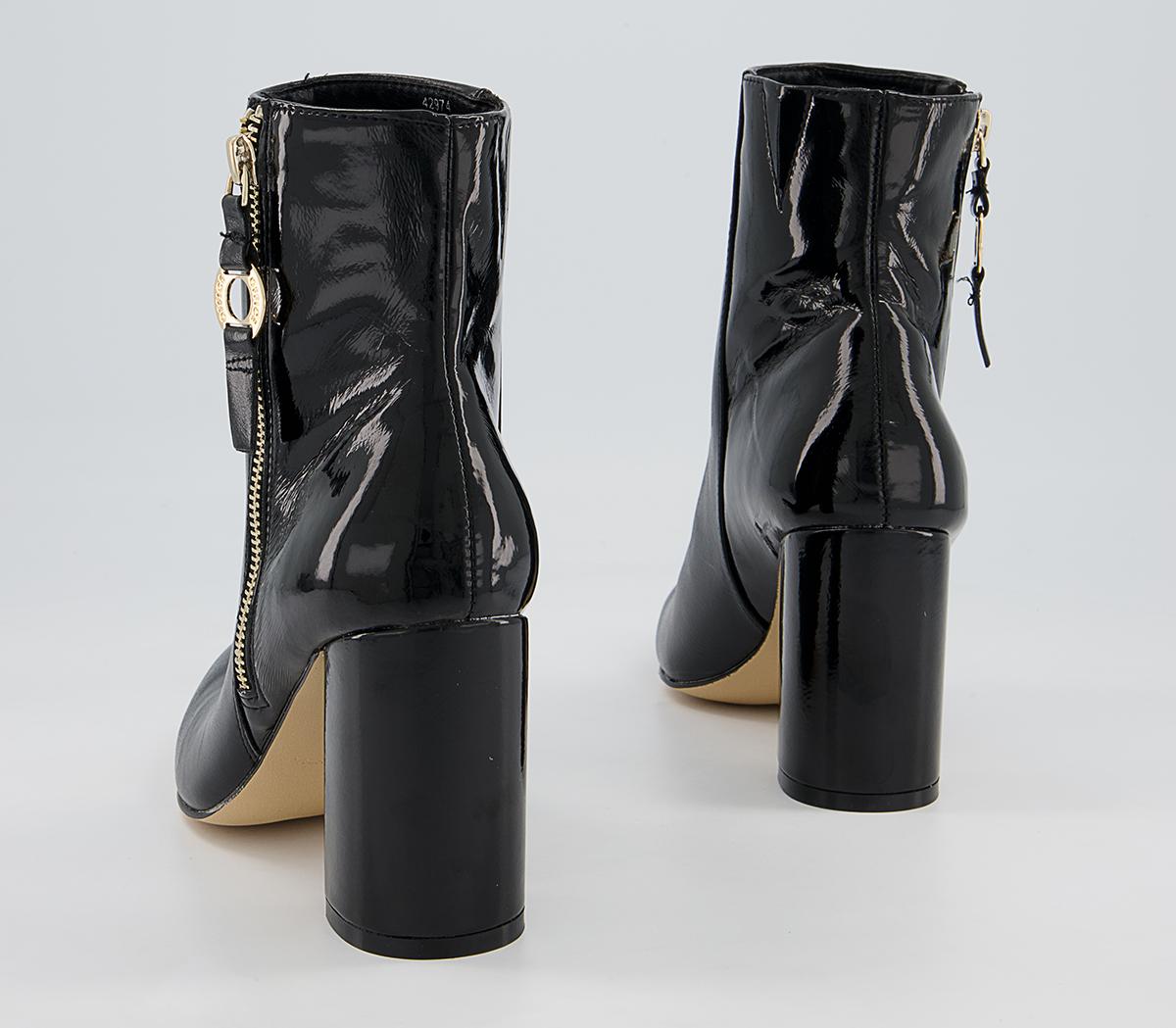 Office Amy High Branded Block Point Boots Office Amy High Branded Block Point Boots Black Patent