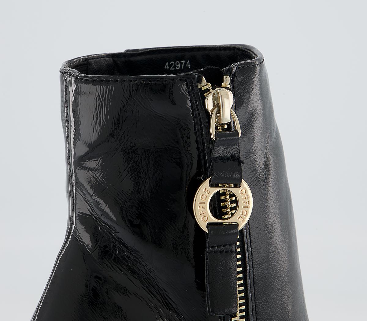 Office Amy High Branded Block Point Boots Office Amy High Branded Block Point Boots Black Patent