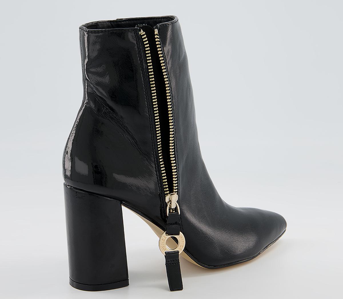 Office Amy High Branded Block Point Boots Office Amy High Branded Block Point Boots Black Patent