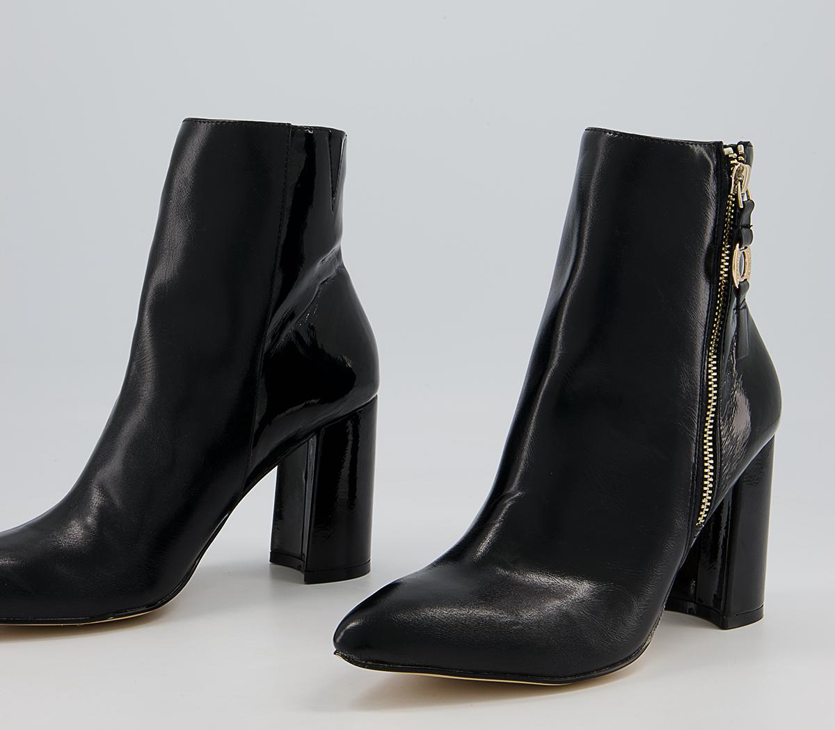 Office Amy High Branded Block Point Boots Office Amy High Branded Block Point Boots Black Patent