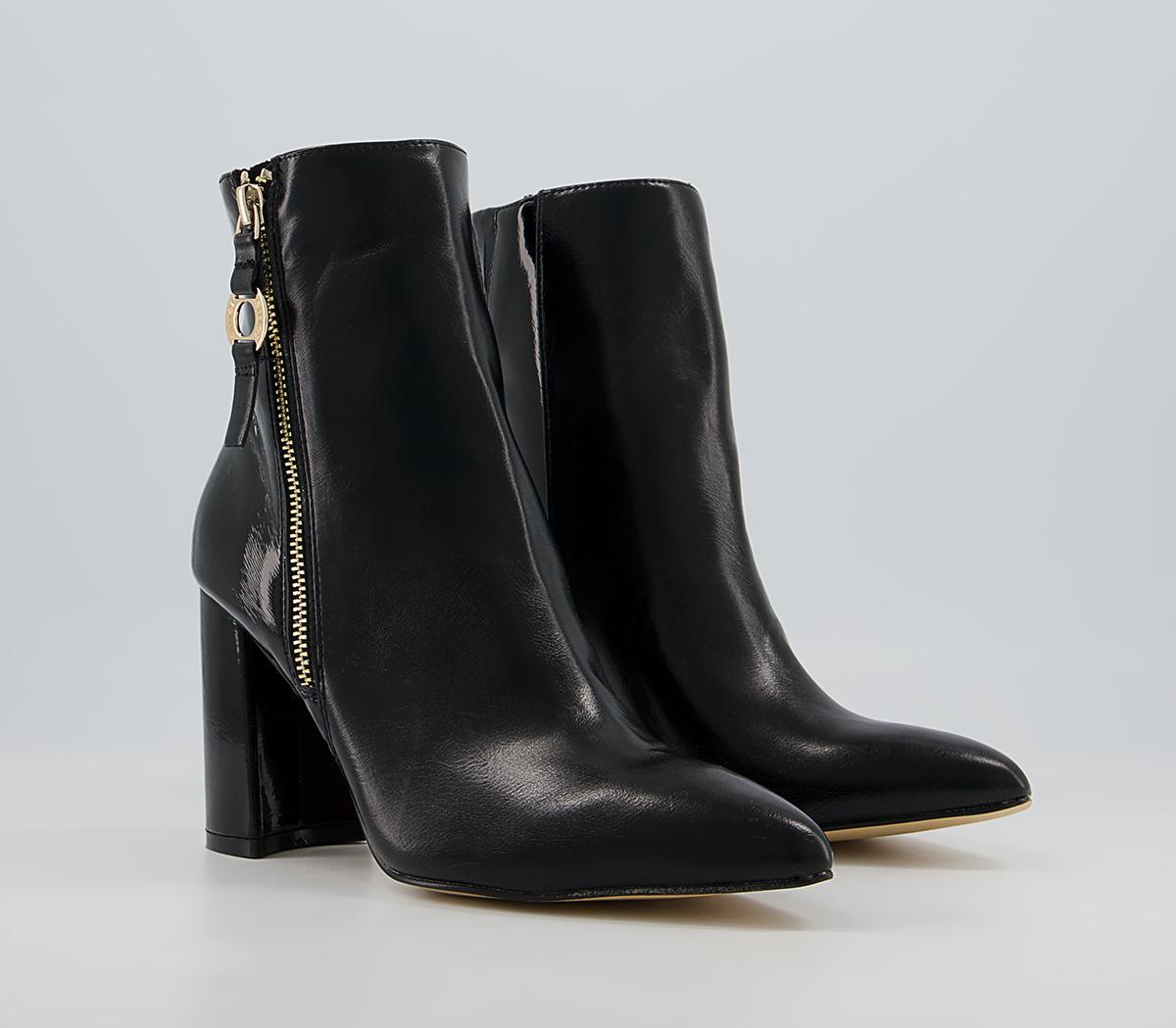 Office Amy High Branded Block Point Boots Office Amy High Branded Block Point Boots Black Patent