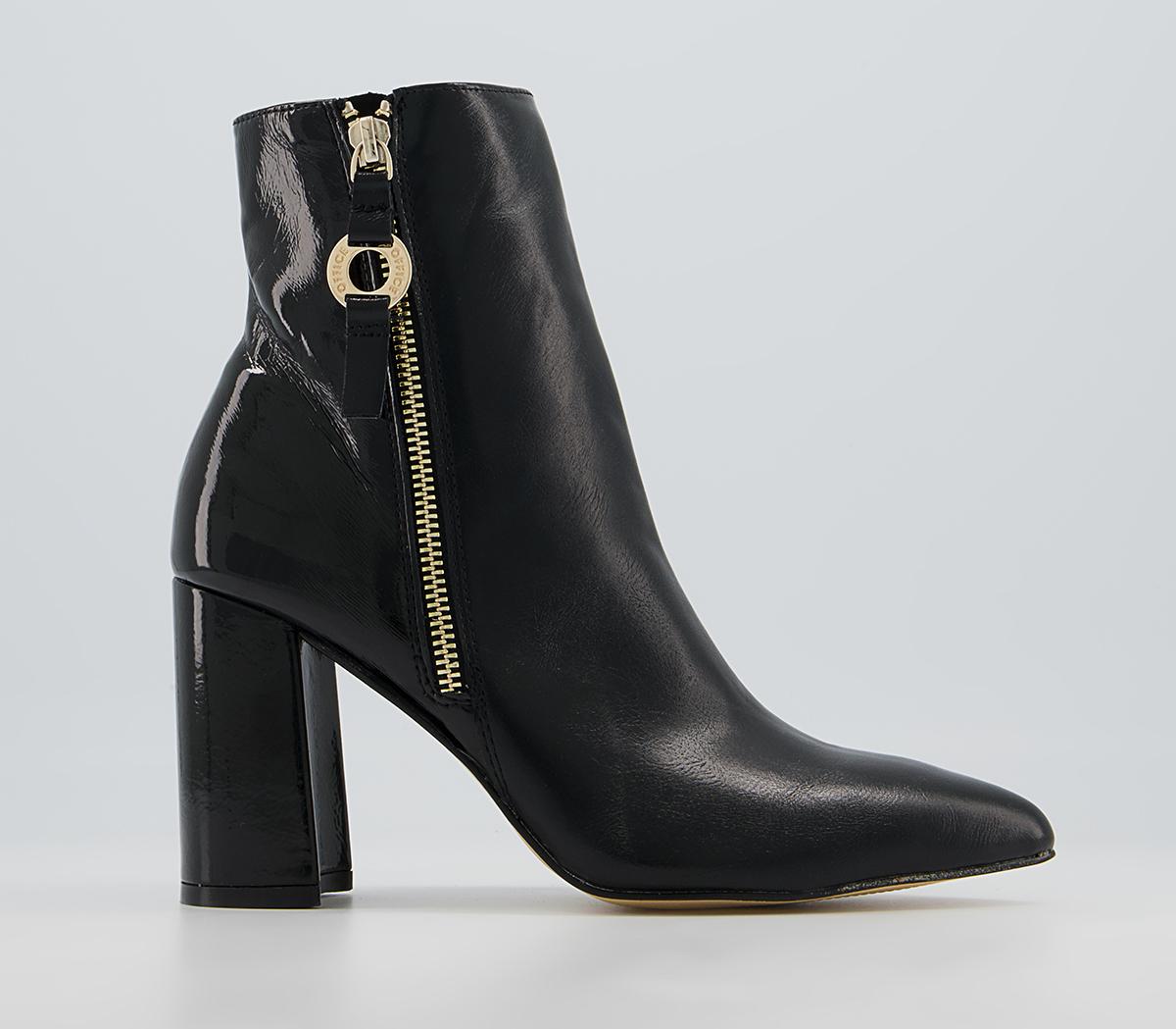 Office Amy High Branded Block Point Boots Office Amy High Branded Block Point Boots Black Patent