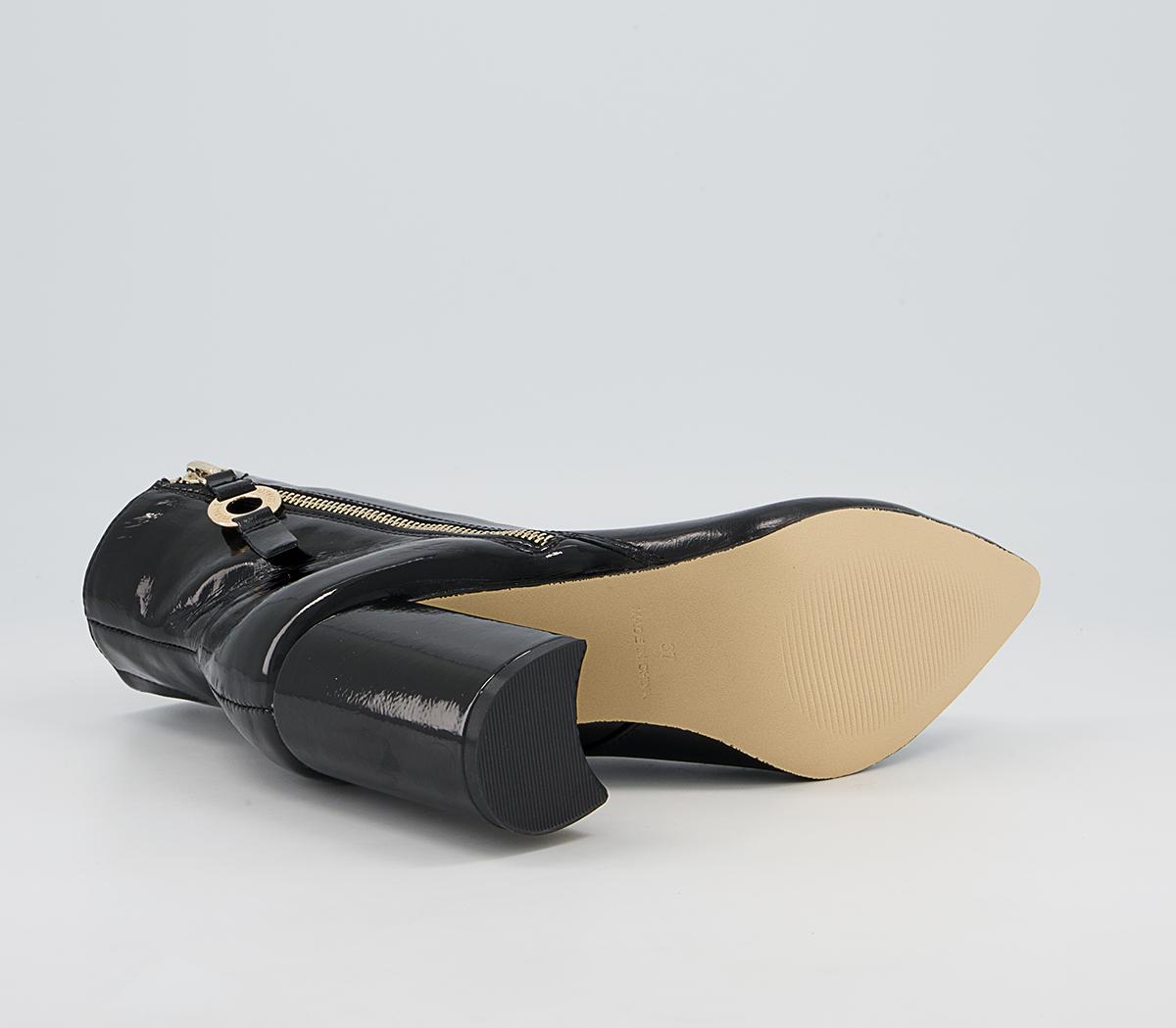 Office Amy High Branded Block Point Boots Office Amy High Branded Block Point Boots Black Patent