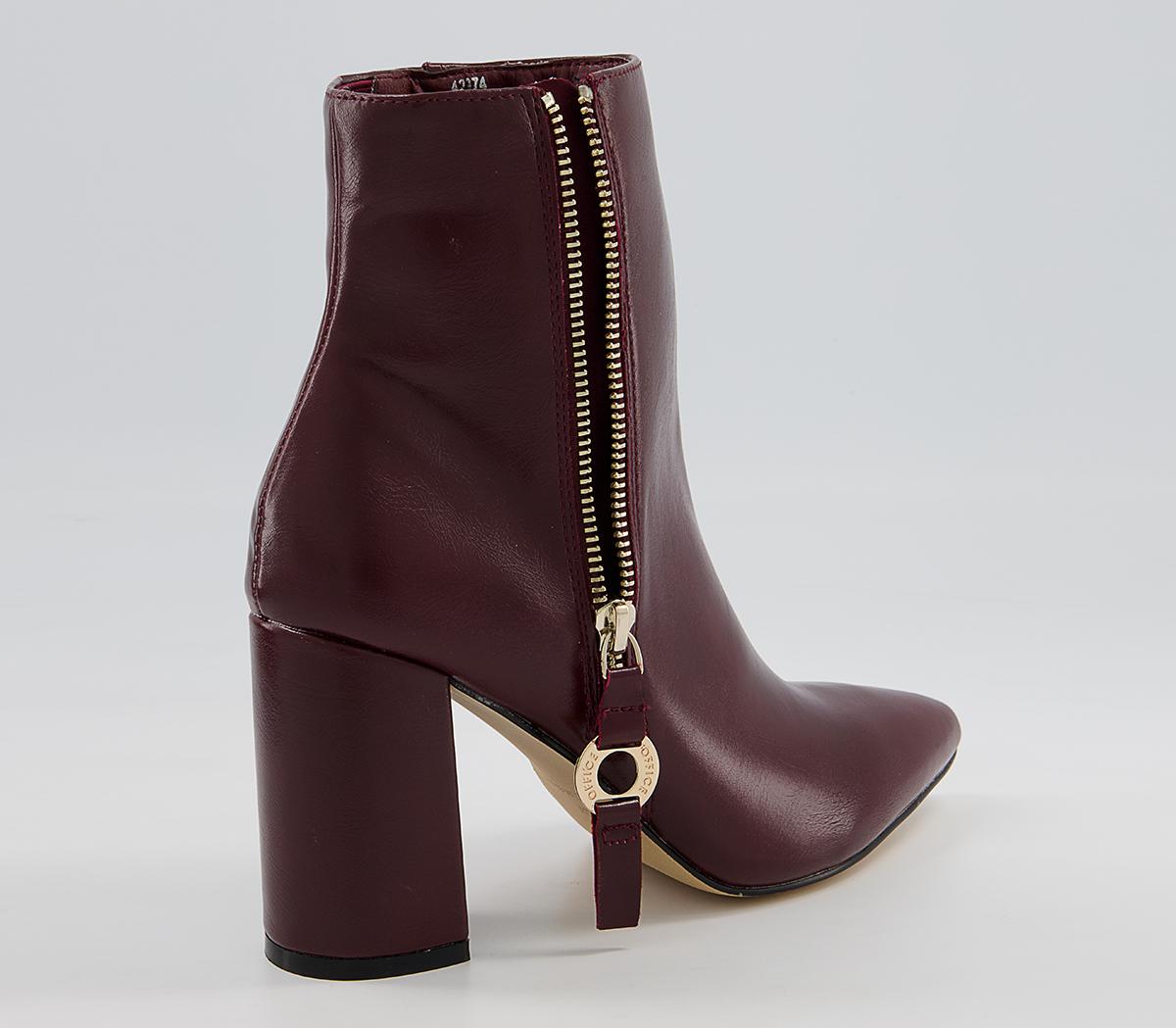 Office Amy High Branded Block Point Boots Office Amy High Branded Block Point Boots Oxblood