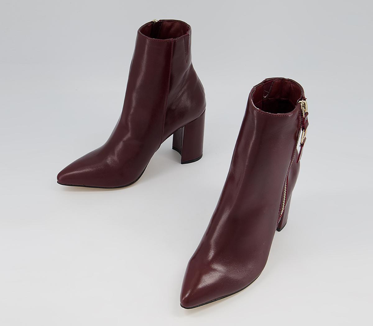 Office Amy High Branded Block Point Boots Office Amy High Branded Block Point Boots Oxblood