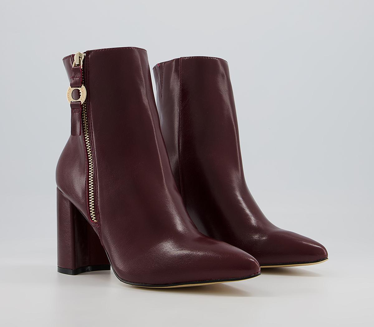 Office Amy High Branded Block Point Boots Office Amy High Branded Block Point Boots Oxblood