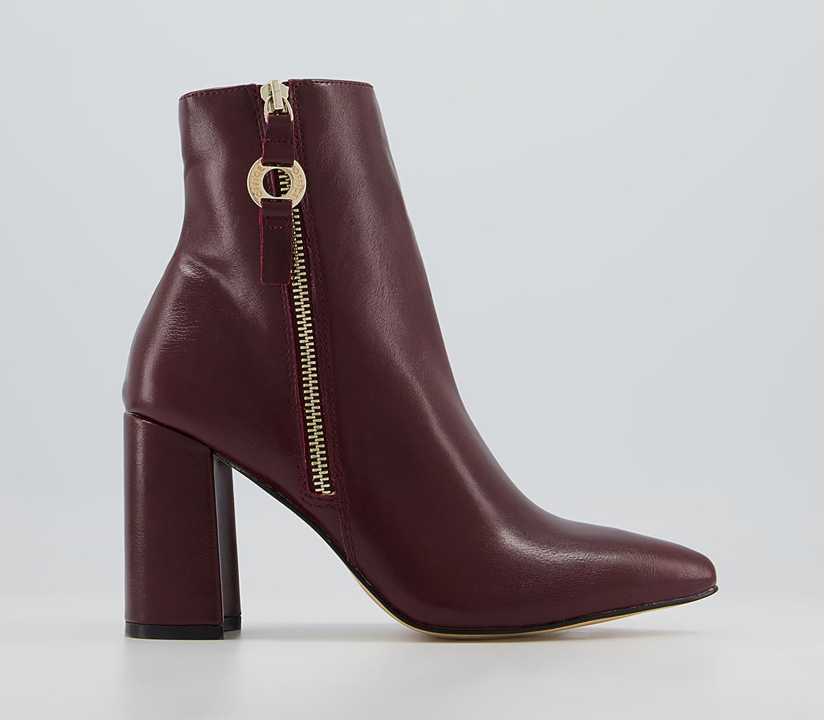 Office Amy High Branded Block Point Boots Office Amy High Branded Block Point Boots Oxblood