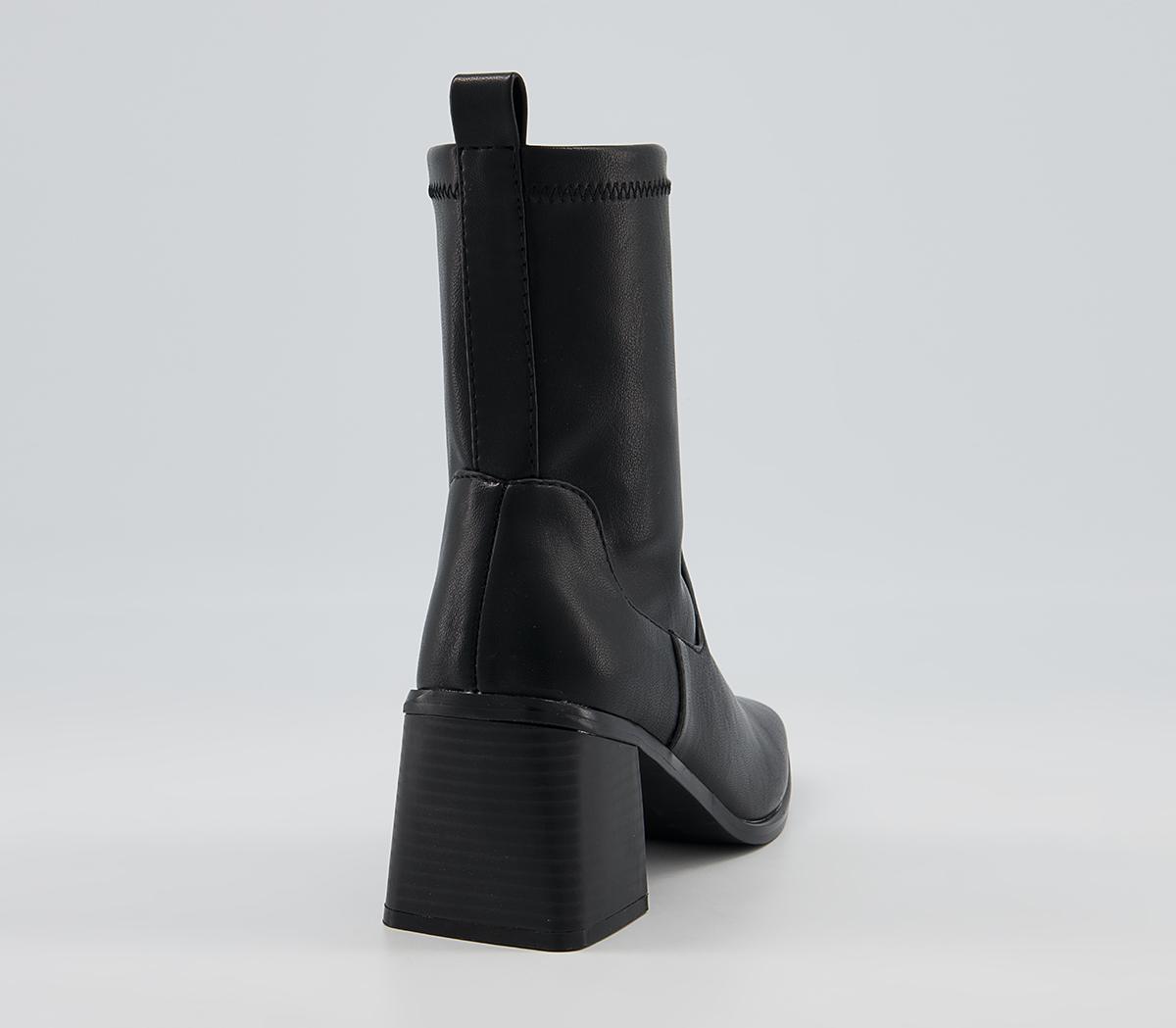 OFFICEAccidental Heeled Square Toe Sock BootsBlack