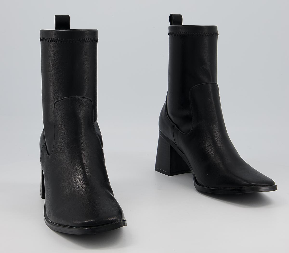 OFFICEAccidental Heeled Square Toe Sock BootsBlack
