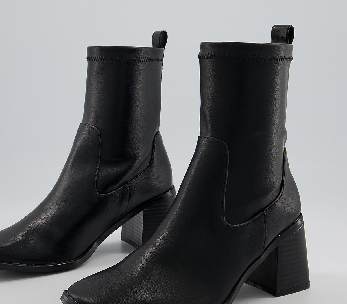 OFFICEAccidental Heeled Square Toe Sock BootsBlack