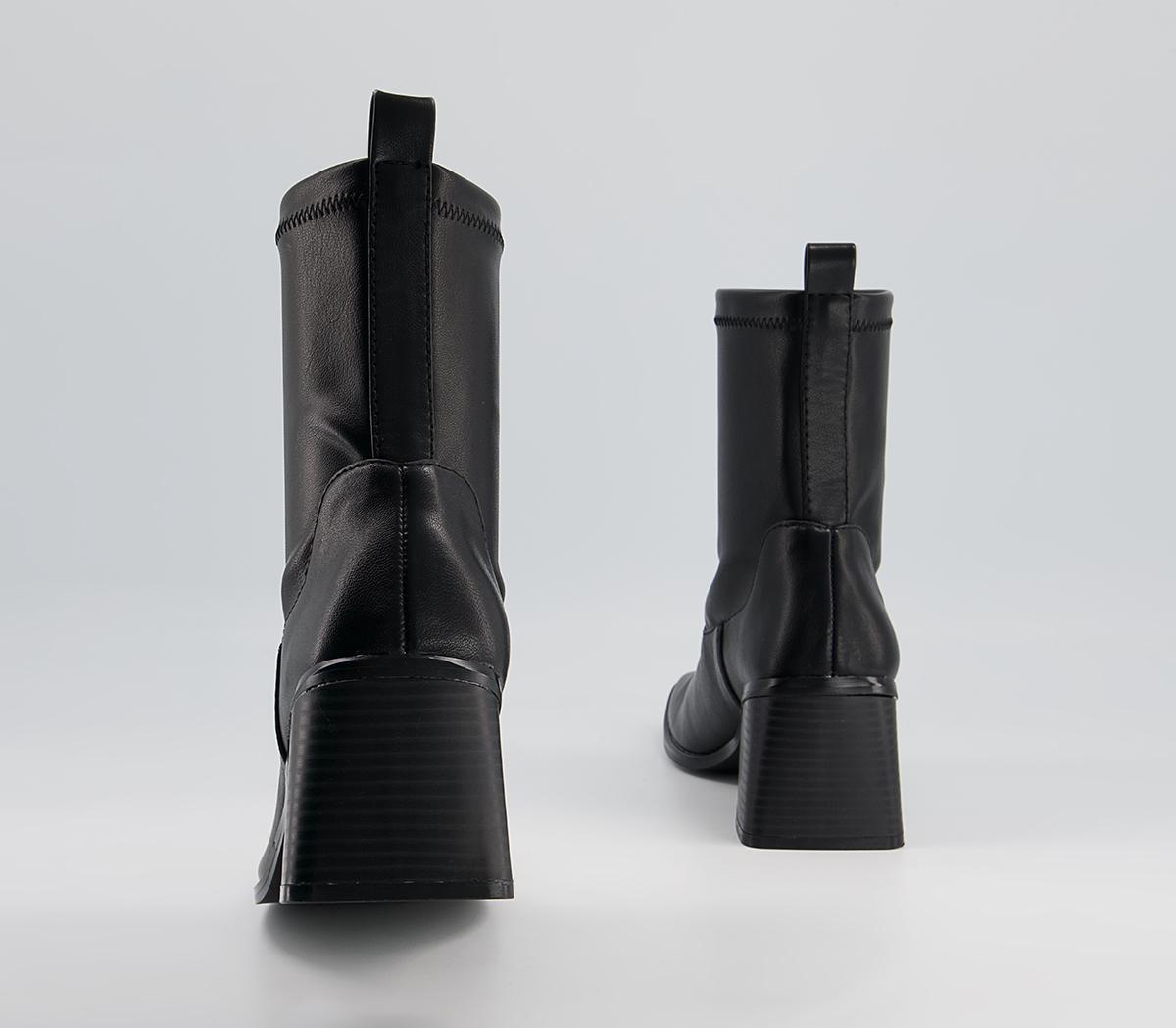 OFFICEAccidental Heeled Square Toe Sock BootsBlack