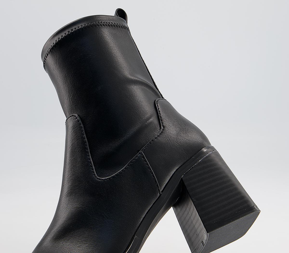 OFFICEAccidental Heeled Square Toe Sock BootsBlack