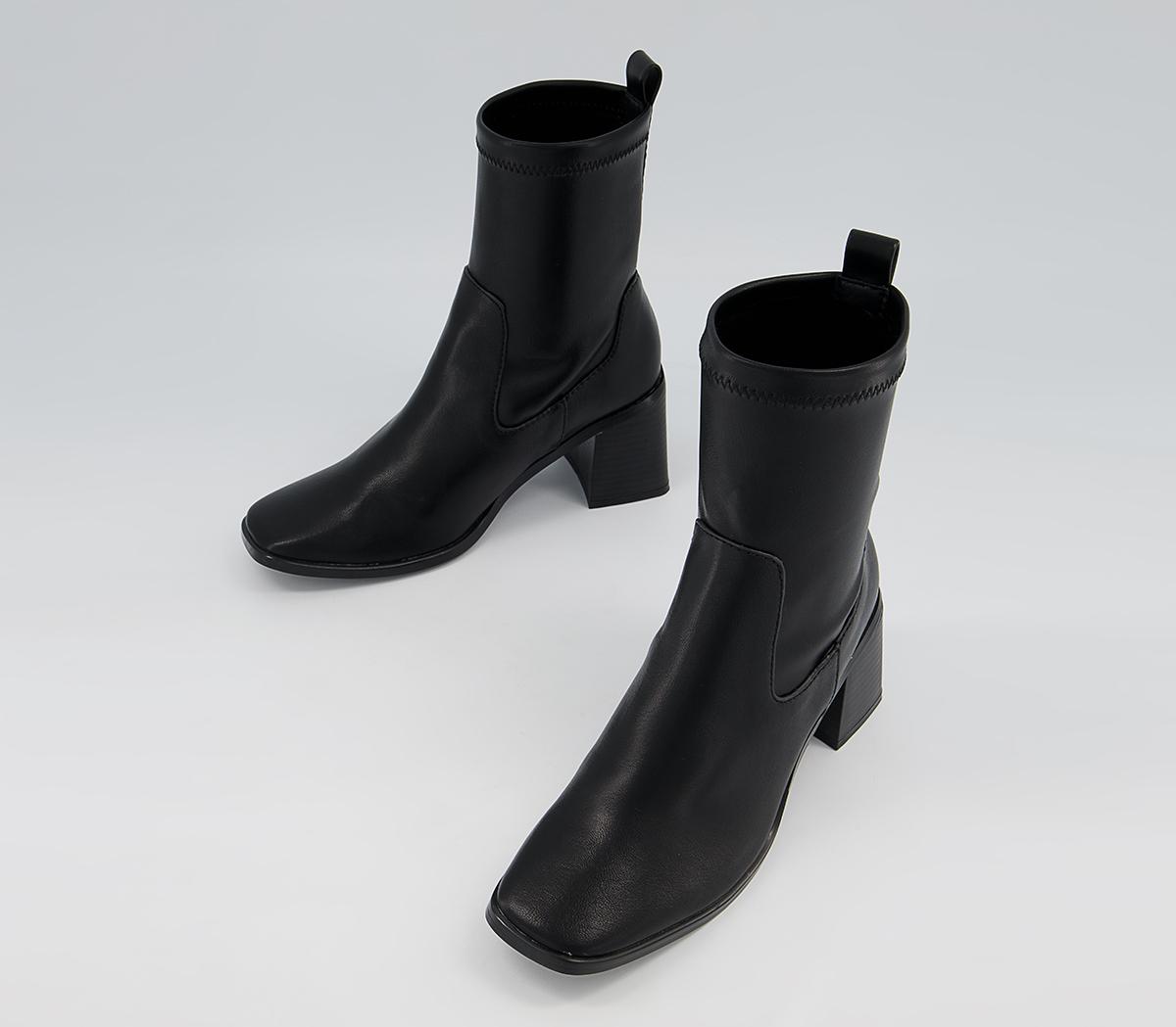 OFFICEAccidental Heeled Square Toe Sock BootsBlack