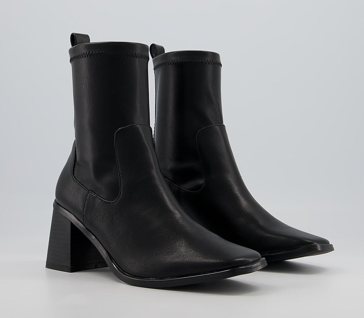 OFFICEAccidental Heeled Square Toe Sock BootsBlack