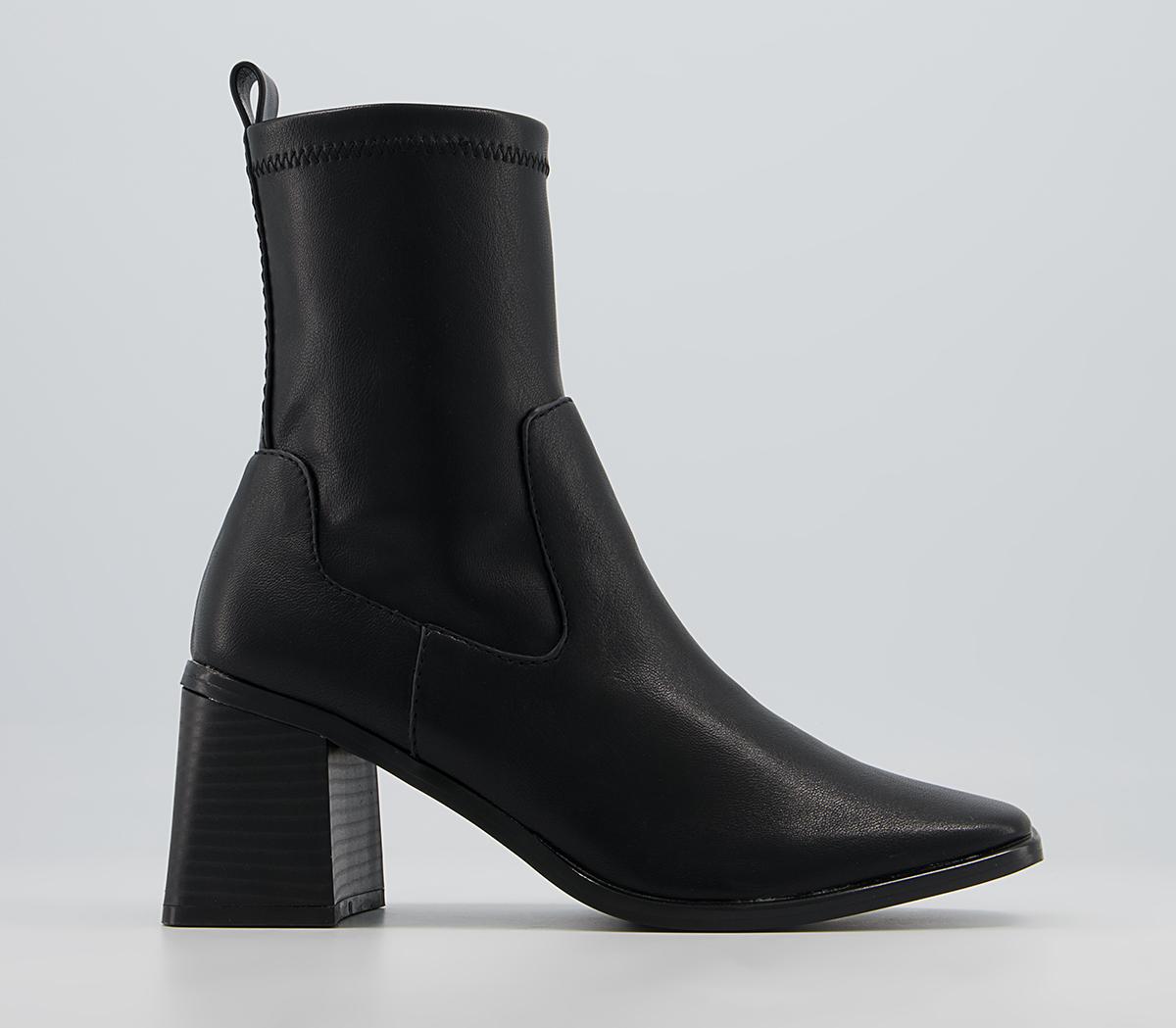 OFFICEAccidental Heeled Square Toe Sock BootsBlack