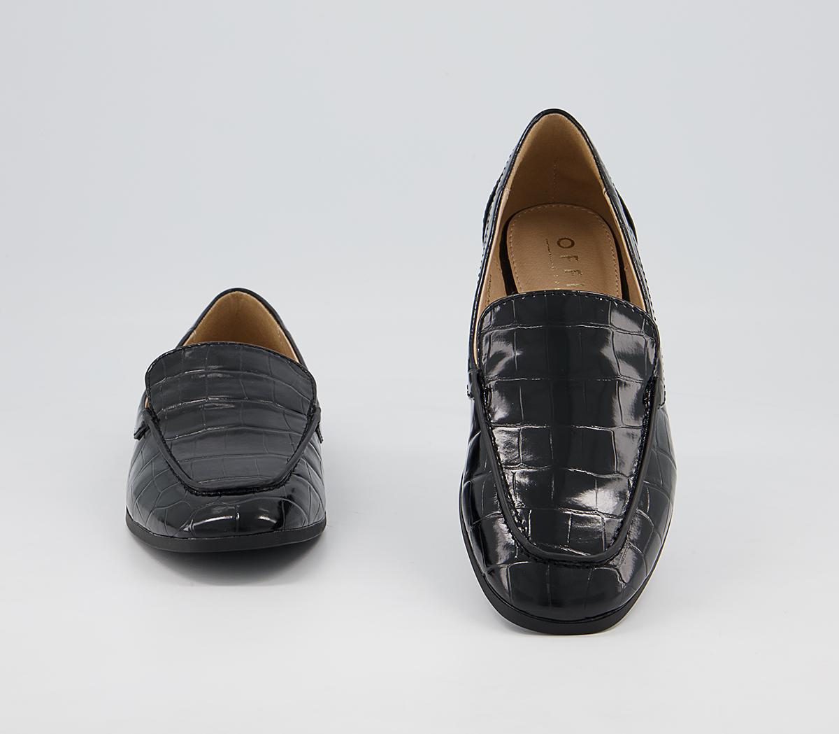 Office Fabric Soft Square Loafers Office Fabric Soft Square Loafers Black Croc